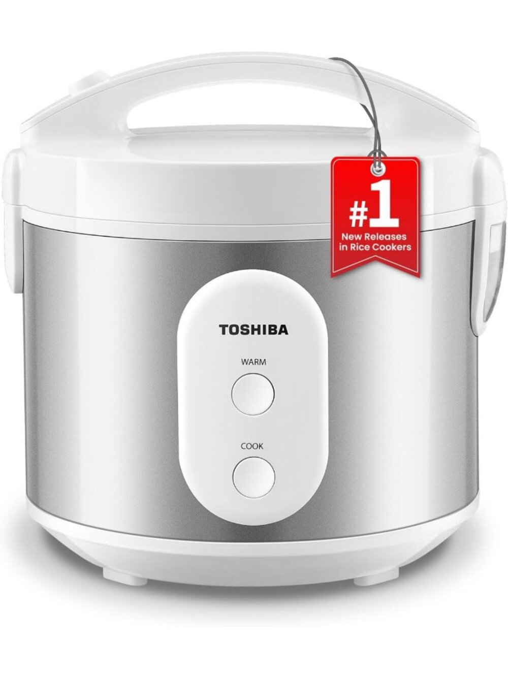 5.5 Cup Rice Cooker & Steamer with Non-Stick Pot, One-Touch Function, Silver